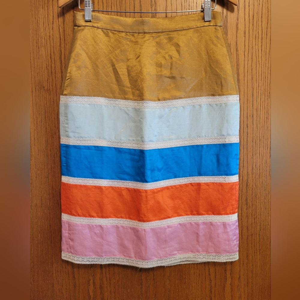 J.Crew Colorful Striped Linen Women's Skirt 0 NEW